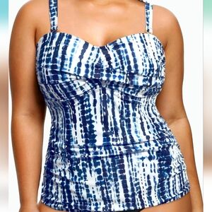 18W NWT AQUA EVE Tankini TOP 44-46.5"Bust  37.5-40.5"Waist Adj/Removeable Straps